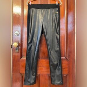 2 Pairs of Michael Kors Stretch Leggings with Faux Leather Panels- Women’s Sz M